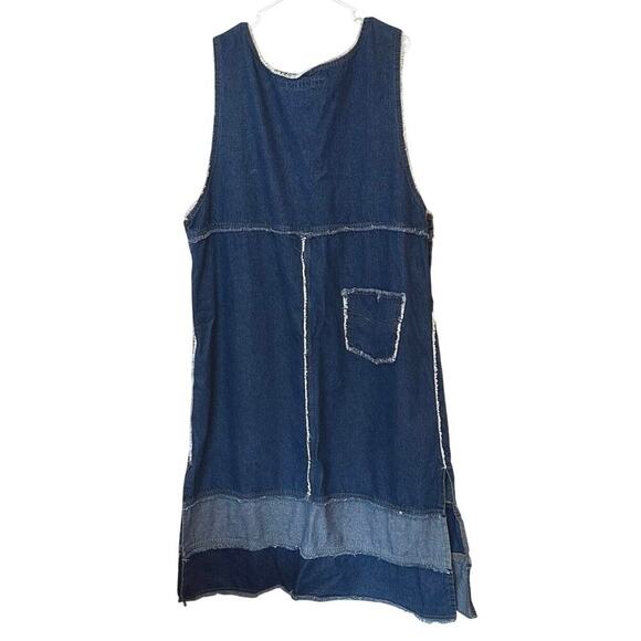 Me And You Women’s Y2K Denim Frayed Midi Dress Size 2X Casual Side Buttons - Picture 2 of 9